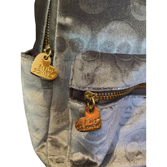 Betsy Johnson Gray Velvet Skull Backpack, EUC - Picture 4 of 7